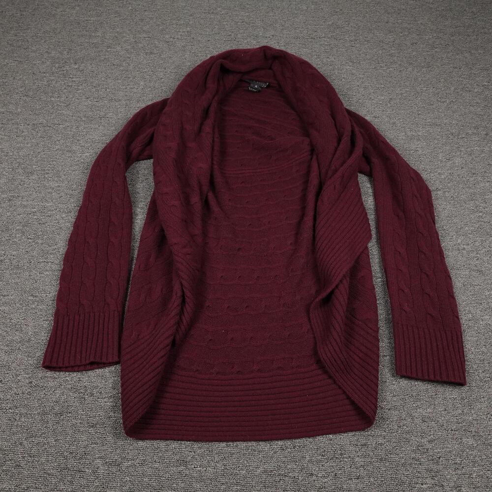 Ralph Lauren Black Label Cardigan Sweater XL Red 100% Cashmere Cable Knit Open